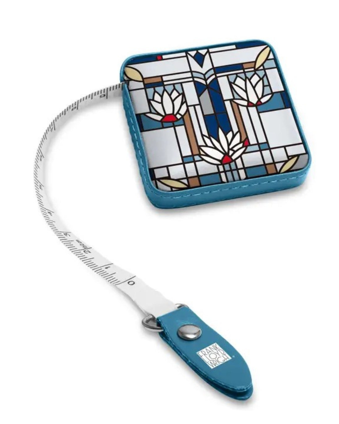 Retractable measuring tape with stained glass design on the case